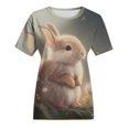 thumbnail image 4 of EGNMCR Easter Chemises pour Femmes Chemises Imprimé Easter Femme T-shirt Décontracté T-shirt Imprimé Easter Col Rond Manches Courtes Chandail Blouse Hauts T-Shirts pour Femmes, 4 of 5