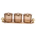 thumbnail image 1 of 3 Pieces Stylish Simple Condiment Canisters Pots Set with Spoon Lid and Base Brown, 1 of 8