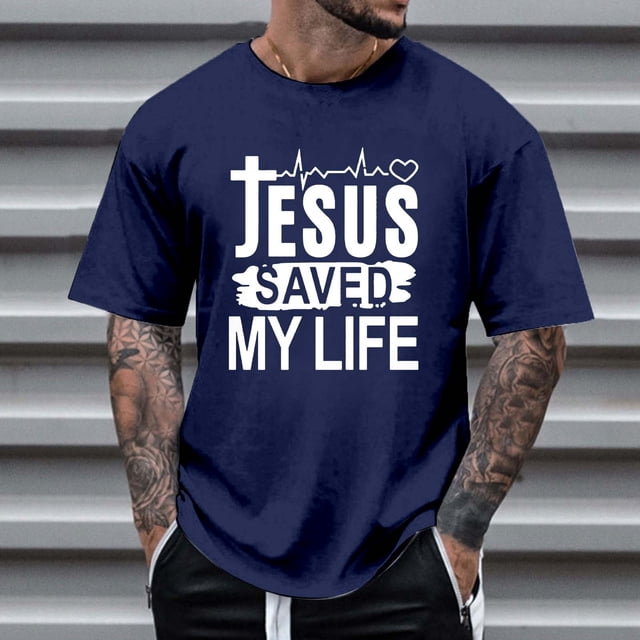 T-shirts pour Hommes Manfinity LEGND Slogan Graphique Décontracté T-Shirt à Manches Courtes pour Usage Quotidien