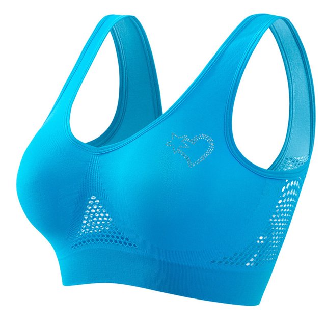 Women's Rhinestone Sports Bra - Hollow Back Design w/ Wide Strap Support | Anti-Sagging Wireless Bra for Workouts & Mature Figures