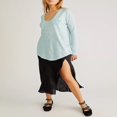 thumbnail image 2 of Women‘s Causal T-Shirt V Neck Long Sleeve Loose Fit Tops Solid Color Blouse Basic Tees, 2 of 5