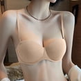 thumbnail image 3 of YUTK Plus Size Bras for Women - Women's Solid Color Seamless Underwear without Steel Rims Detachable Chest Sagging Wave Pattern Bra Beige L, 3 of 4