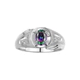 thumbnail image 1 of RYLOS Men's Rings Sterling Silver Rings Classic Designer Style 8X6MM Oval Gemstone & Diamond Ring Alexandrite June Birthstone Rings For Men Size 11, 1 of 7