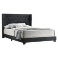 thumbnail image 1 of Black Velvet Panel Bed with Tufted Headboard in Full Size, 1 of 3