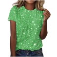 thumbnail image 1 of Plebaso T-Shirts de Mode pour Femmes à Imprimé Scintillant, Manches Courtes, T-Shirts Graphiques, Hauts Décontractés à Col Rond, 1 of 4