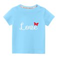 thumbnail image 1 of Penkiiy Tout-Petits Enfants Garçons Filles Mode Mignon Col Rond Imprimé Manches Courtes Haut 5-6 Ans Bleu, 1 of 6