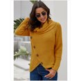 thumbnail image 3 of Chandails Femme Chauds Chandails Asymétriques Tricotés Col Roulé Uni Cache-Cœur Tricoté Manches Longues Chemises Hauts Décontracté TG, 3 of 6