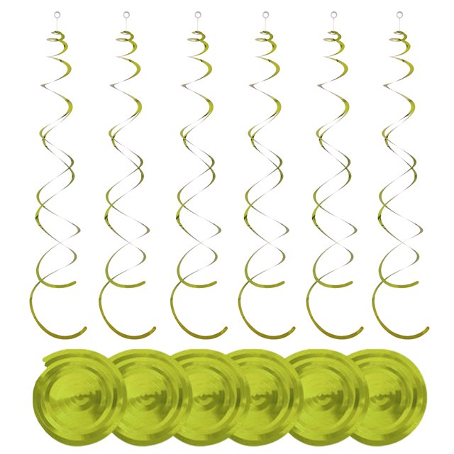 Becaristey 6pcs Set Streamers Decorations Party Streamers Gold Streamers Party Decorations Ceiling Decorations For Birthday Party Green 27.5 inch 1Set