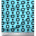 thumbnail image 1 of Soimoi Blue Poly Georgette Fabric Square Geometric Print Fabric by the Yard 52 Inch Wide, 1 of 3