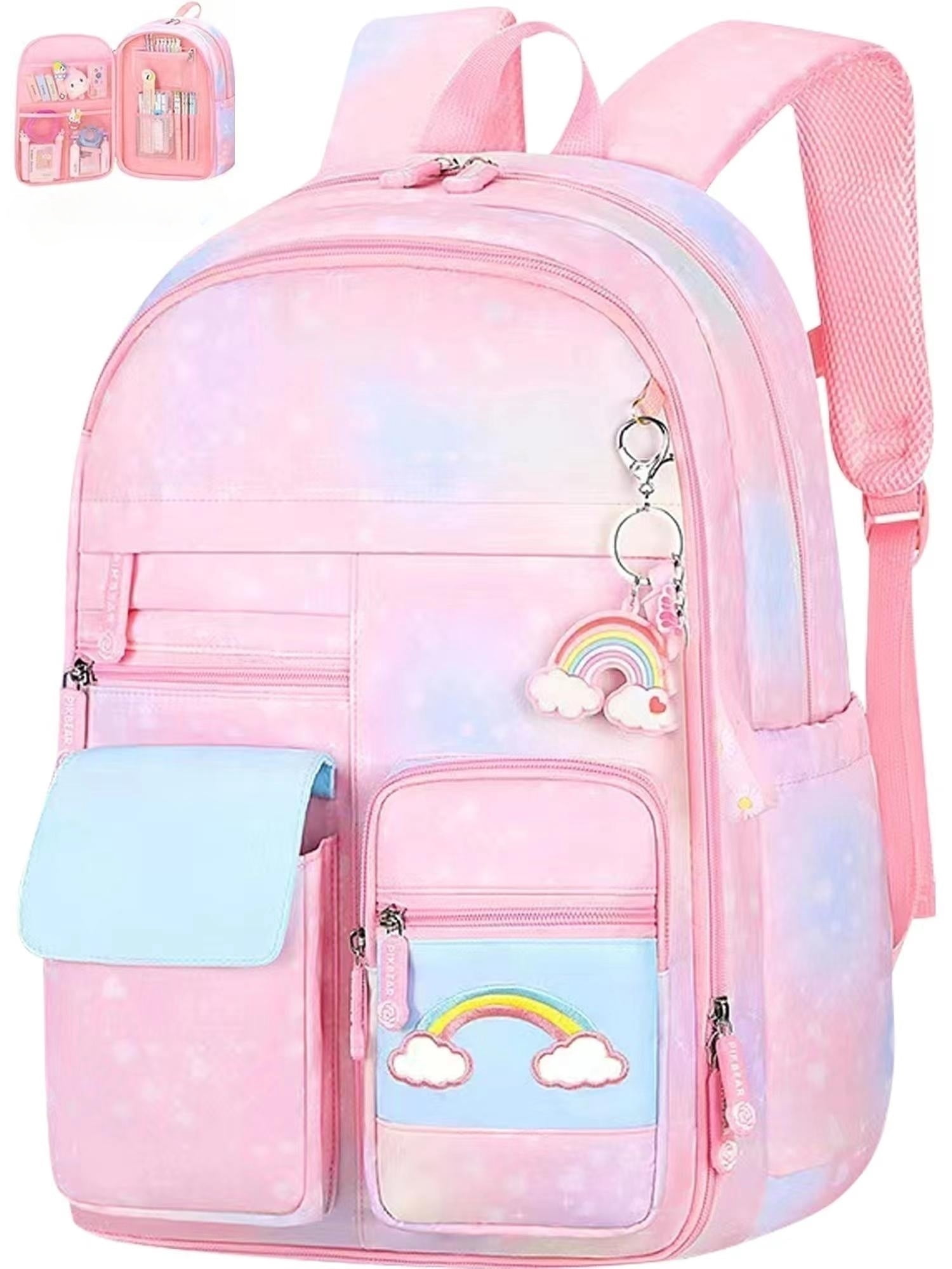 Girls Backpack School Backpack Cute Pink School Bag Shoulder Bookbag for Teens Elementary Middle School Students