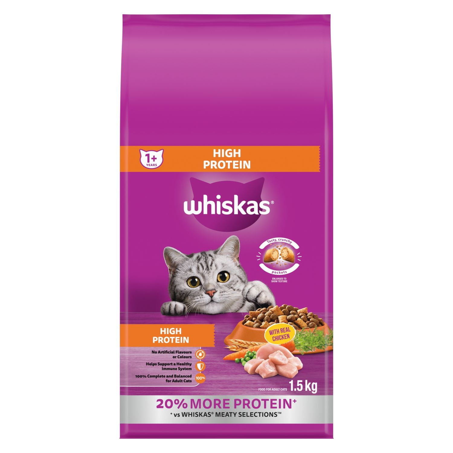 Whiskas High Protein with Real Chicken Dry Cat Food