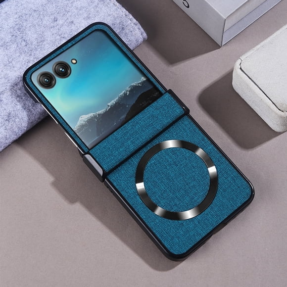 for Motorola Razr 2024 Case,[Built-in Screen Protector] Compatible with MagSafe Shockproof Protection Hinge Protection Matte Magnetic Phone Case for Motorola Razr 2024, Darkblue