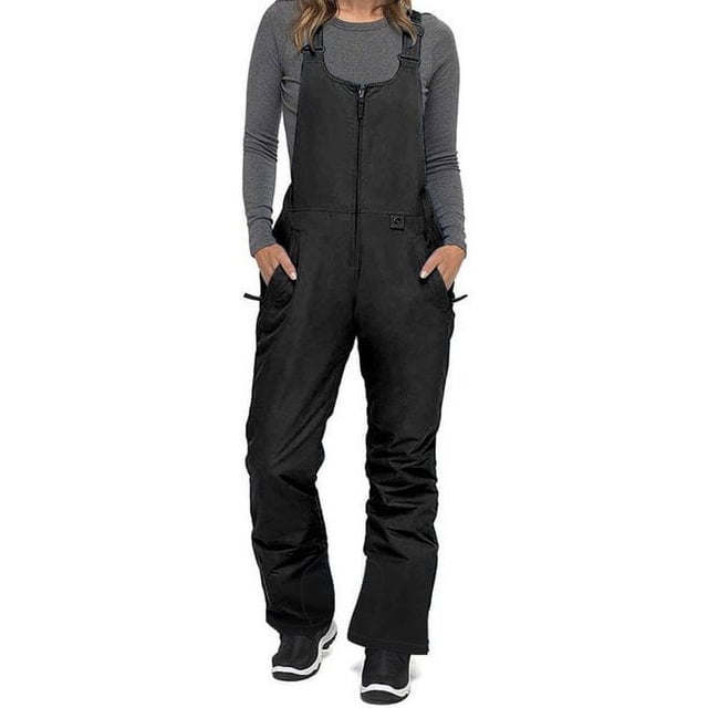 Womens Snow Bibs Waterproof Insulated Bib Snow Pants Ripstop Ski Pants Snowboard Overalls Gray 3XL