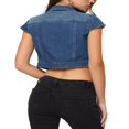 thumbnail image 3 of Allegra K Women‘s Summer Denim Jackets Button Down Short Sleeve Cropped Jean Jacket, 3 of 6