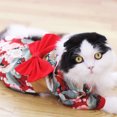 thumbnail image 2 of Pets Printed Kimono With Bowknot Girdle Fashionable Japanese Style Waist Magic Buckle Neckline Snap Buttons Clothes For Dogs Cats, 2 of 7