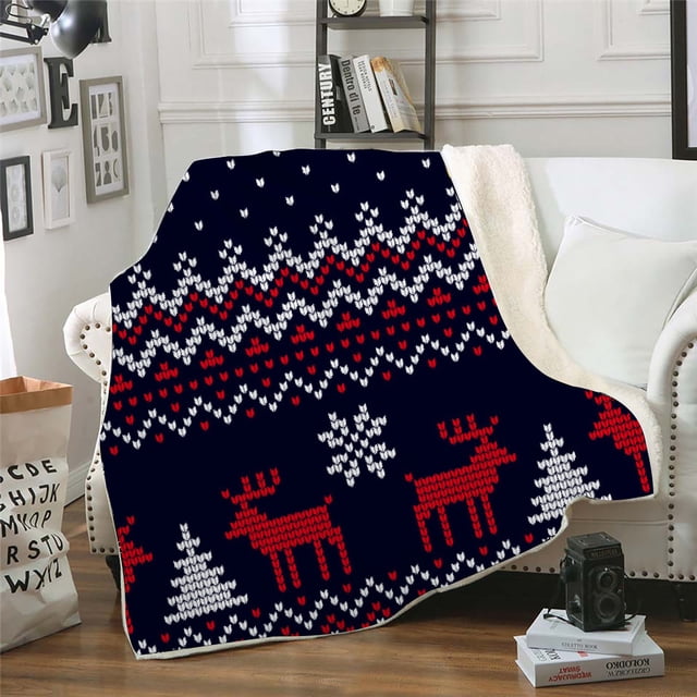 Agiferg Winter Christmas Pattern Wear Cap Home Blanket Children's Blanket Hooded Shawl