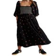 thumbnail image 1 of Women Long Dress Long Sleeve Square Neck Embroidery Flower Swing Dress, 1 of 6
