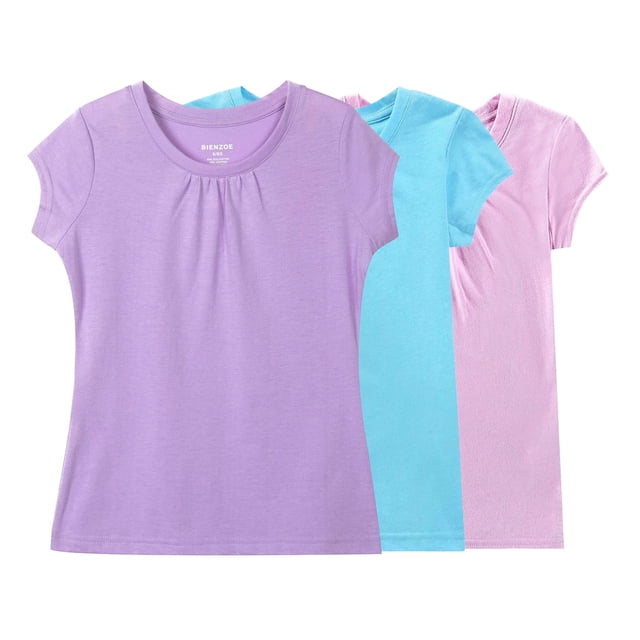 Bienzoe T-Shirt Respirant à Séchage Rapide pour Fille, Paquet-K 10/12
