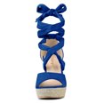 thumbnail image 3 of BLISSFUL STEP Chaussures pour Femmes Espadrilles à Lacets Sandales Compensées à Plateforme Bleu Foncé 8.5, 3 of 7