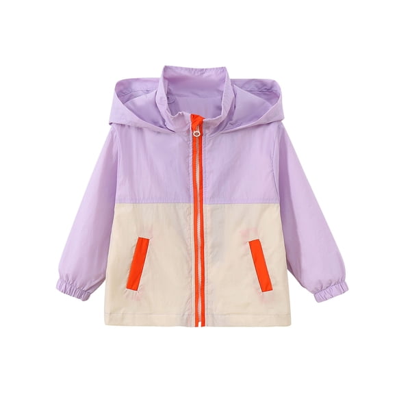 Économies d'Hiver! SROBPTY Printemps et Été Léger à Capuche Patchwork Couleur Décontracté pour Garçons et, Manteaux d'Hiver pour Tout-Petits Violet, 2 Ans