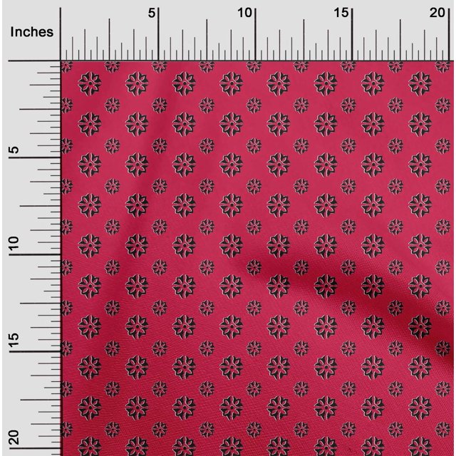 oneOone Cotton Poplin Fabric Floral Block Printed Fabric 1 Yard 42 Inch Wide