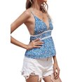 thumbnail image 4 of Femmes Imprimé Floral Sangle Sans Manches V Cou Crochet Garniture Cami Top, 4 of 7