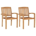 thumbnail image 3 of vidaXL Garden Chairs 2 pcs with Beige Cushions Solid Teak Wood, 3 of 5