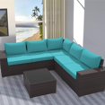 thumbnail image 3 of Kullavik Patio All Weather woven 6-Piece Metal Sectional Sets with Cushions,Blue, 3 of 5