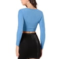 thumbnail image 3 of INSPIRE CHIC Women's Twist Long Sleeve Cut Out Front Glitter Cross Crop Tops, 3 of 5