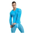 thumbnail image 1 of Mesh Transparent High Elastic Mens Fitness Running Cycling Sports Training Tights Long Sleeves for Performance Training, 1 of 2