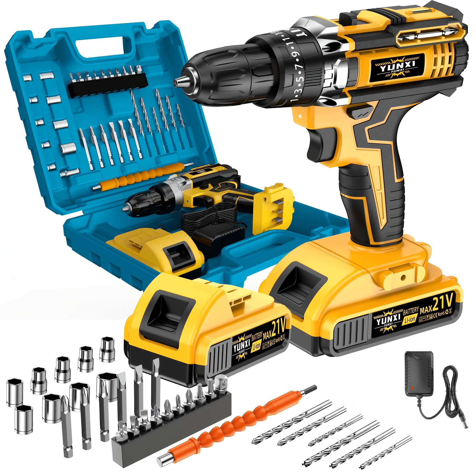 21V Cordless Drill Set, Electric Screwdriver with Battery, Portable Power Drill for Home, Multifunctional Tool Kit with Long Battery Life