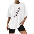 thumbnail image 1 of EQWLJWE Hauts d'Été pour Femmes Hauts pour Femmes Liquidation Mode Femme T-Shirt à Manches Courtes Col Rond Imprimé Blouse Ample, 1 of 5