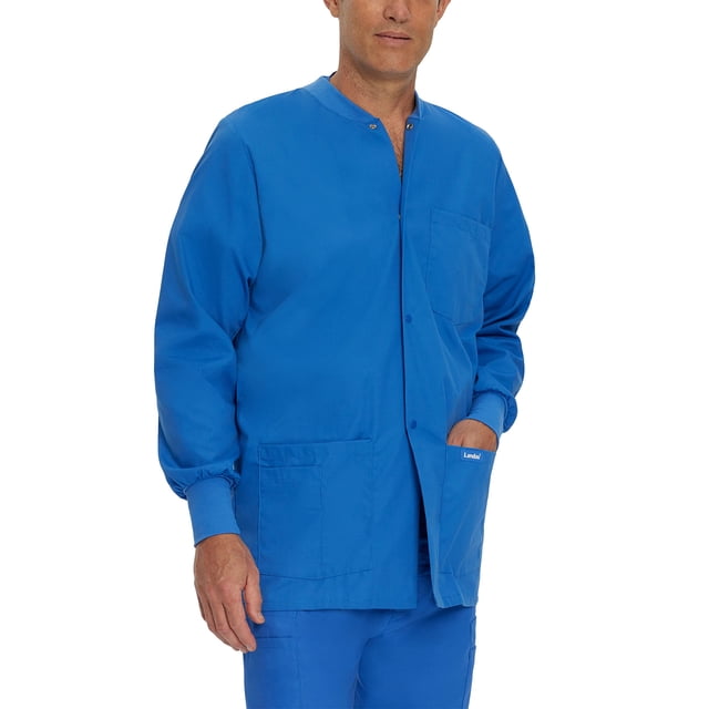 Landau Vestes de Gommage 5 Poches pour Hommes - Coupe Classique Décontractée, Col Rond, Boutons Pression, Gommages d'Échauffement 7551