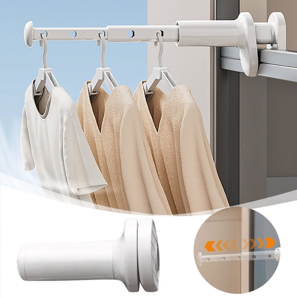 Portable Telescopic Clothes Rack for Easy Installation with No Drilling Required Adjustable Versatile and Compact Rack for RVs Hotels Travel Use