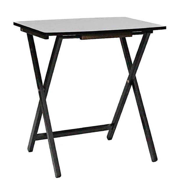 PJ Wood 5 Pack XL Oversize Tray Table Set for Living Room or Kitchen, Black