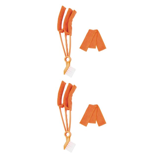 Maytalsory Window Blinds Dual Purpose Brush For Easy Cleaning Cleaning Brush Microfiber Duster PP Made Easy To Clean Orange + Cloth 2Set