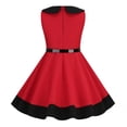 thumbnail image 5 of TopLLC Robe Sans Manches Col Rond Filles Été Rétro Taille Rayée Couleur Unie Manches Volantes Robe Col Rond Girl Dress, 5 of 5