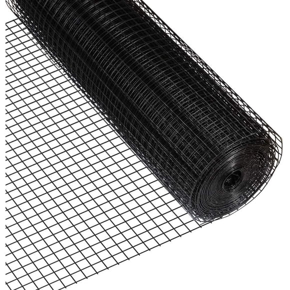 Fencer Wire 16 Gauge Black Vinyl Coated Welded Wire Mesh Size 1 inch by 1 inch for Home and Garden Fence and Pet Enclosures Protect Chickens Rabbits and Farmed Animals (b. 2 ft. x 100 ft.)