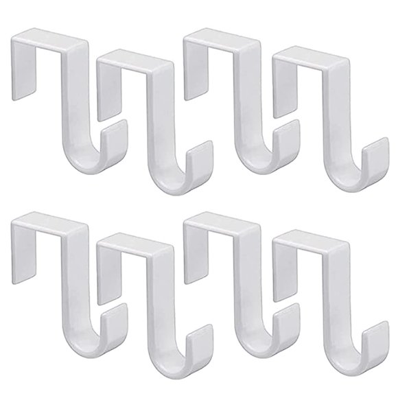 1st Choice Over The Door Hooks 8 Pack Reversible Sturdy Hooks Fits 1 3/8' and 1 3/4' Door Widths Plastic Hook Hanger for Hanging Clothes Towels White