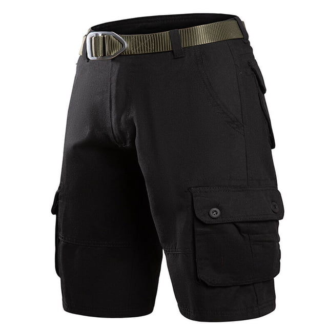 Styesk Mens Shorts Man Solid Color Workwear Multi-pocket Fifth Pants Large Size Fashion Fallow Straight-leg Pants