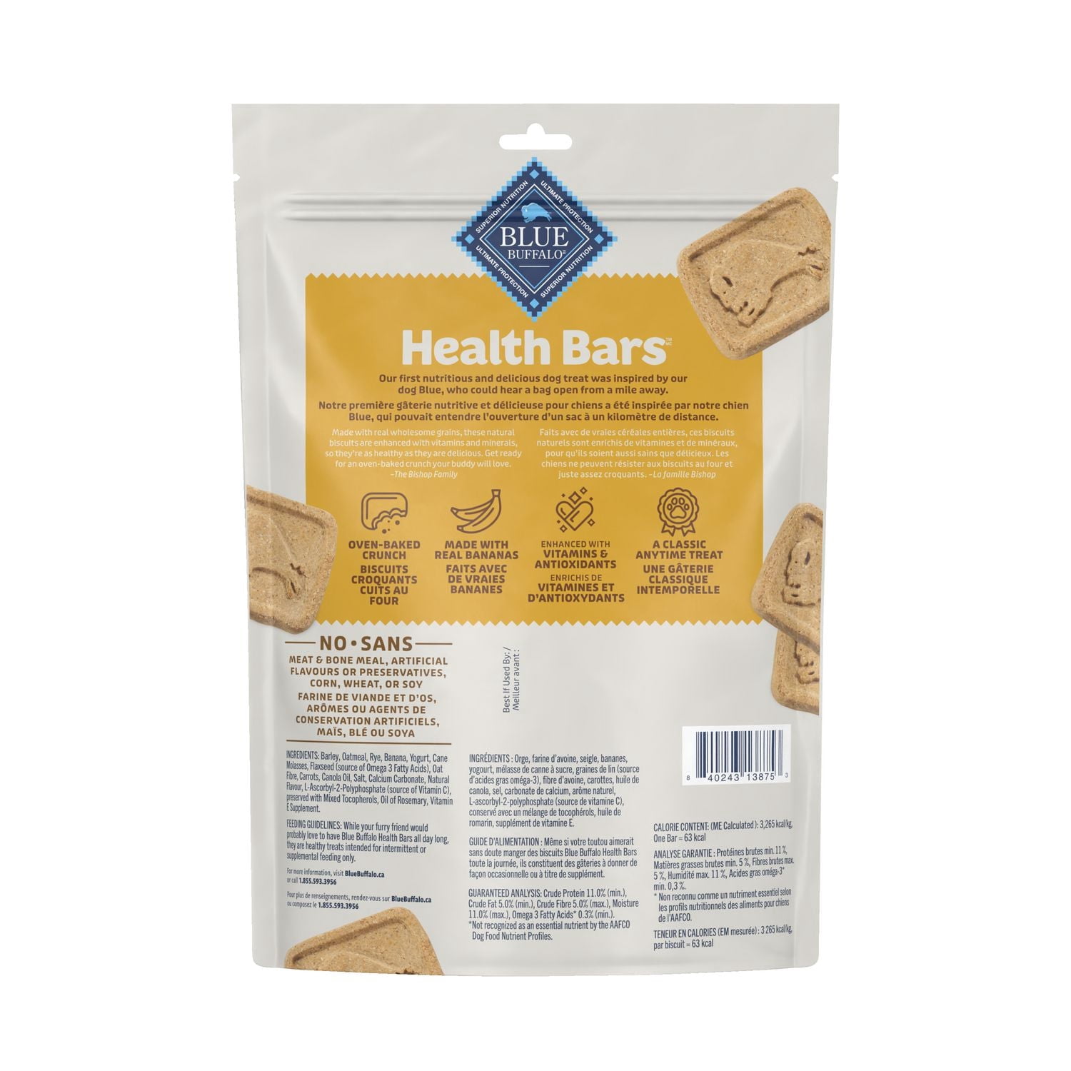 Blue Buffalo Health Bars Biscuits Croquants pour Chiens, Biscuits pour Chiens Bananes et Yogourt.