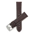 thumbnail image 1 of 24mm Mens' Alligator Style Leather Watch Strap Band, White Stitching, Stainless Steel Buckle, 1 of 7