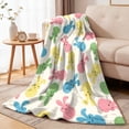 thumbnail image 3 of ERK 1Pcs Couverture Jetée Lapin de Pâques Douillette Couverture en Molleton Lapin Colorée Joyeuses Pâques Lapin pour Intérieur Literie en Flanelle Chaude Jetée pour Canapé Sofa Lit, 3 of 5