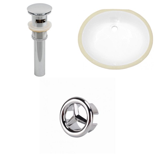 18.25-in. W CSA Oval Bathroom Undermount Sink Set In White - Chrome Hardware - Overflow Drain Incl. AI-20661