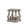thumbnail image 1 of ACME Northville End Table in Antique Silver & Clear Glass, 1 of 3