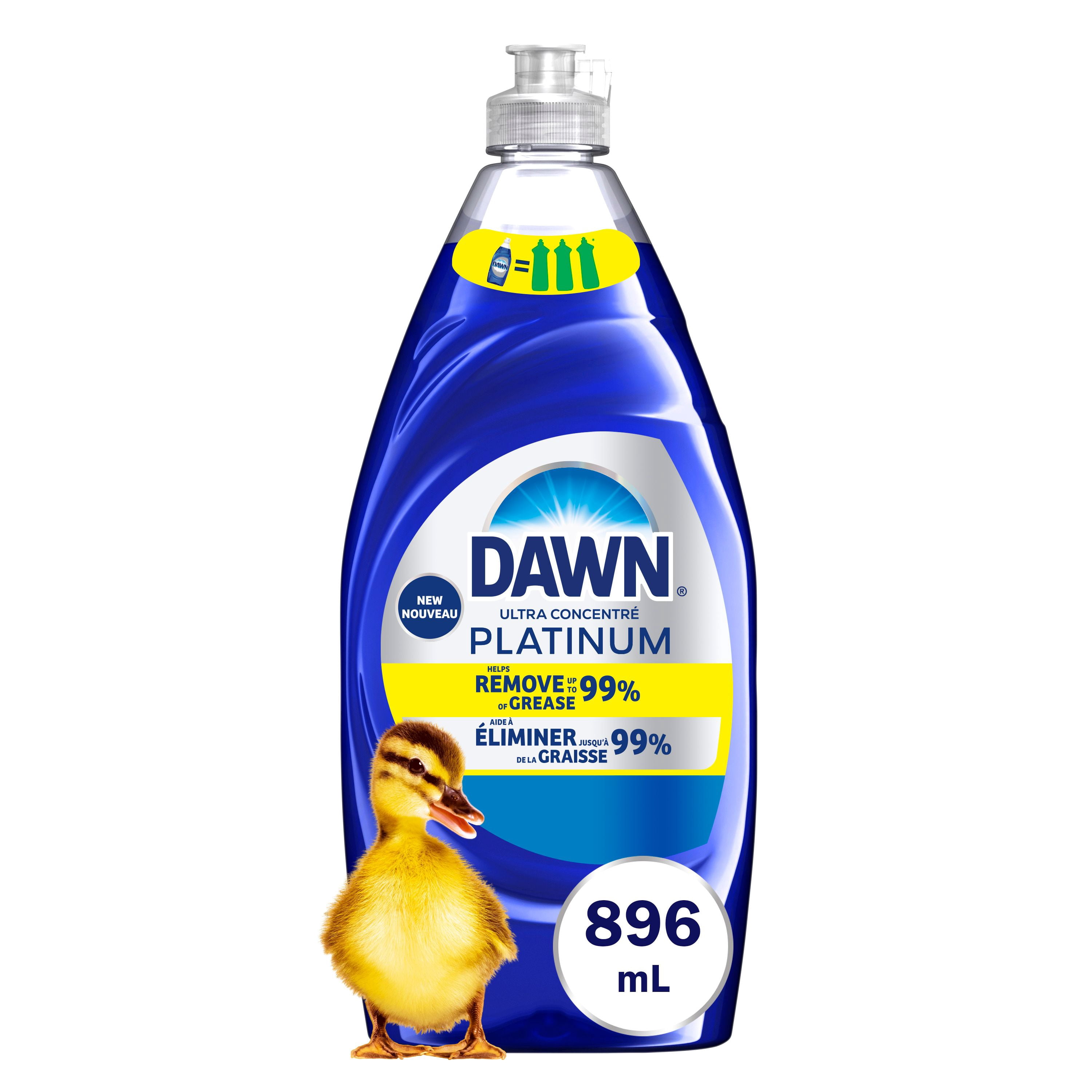 Dawn Platinum Dish Soap, Dishwashing Liquid, Tough Grease Removal, Fresh Rain 896ML