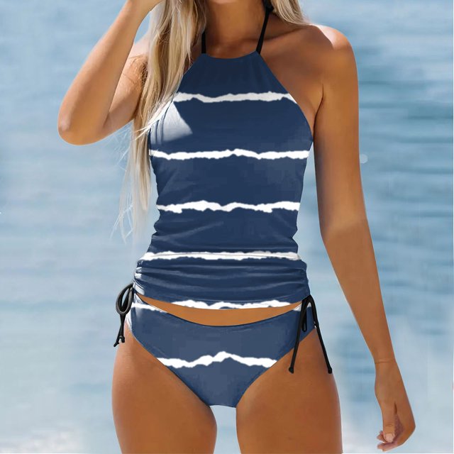 iTNHFP Plus Size Swimwear Cover Up Women's Swimwear Tankini 2 Piece Normal Swimsuit Backless 2 Piece Printing Adjustable Print Color Padded Strap Bathing Suits trendy Vacation Beach Wear 1583