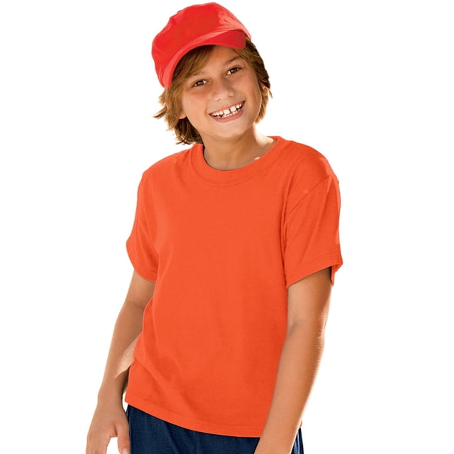 Hanes Garçon ComfortBlend EcoSmart Col Ras du Cou, L, Orange