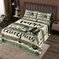 thumbnail image 1 of YST Camping Lover Coverlet Set, Green and Beige Stripes Bedspread Set, Queen -Piece, 1 of 3