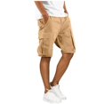 thumbnail image 1 of Styesk Mens Shorts Man Solid-Color Loose Casual Multi-Pocket Drawstring Workwear Half Shorts Pants, 1 of 5